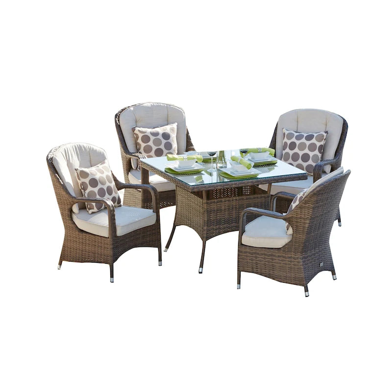 Ensemble de salle à manger d'extérieur 5 pièces Moda Wicker avec coussins