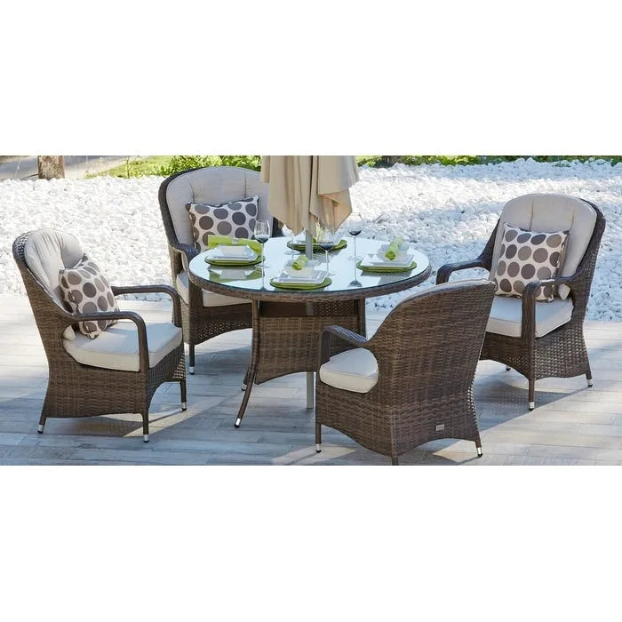 Ensemble de salle à manger d'extérieur 5 pièces Moda Wicker avec coussins