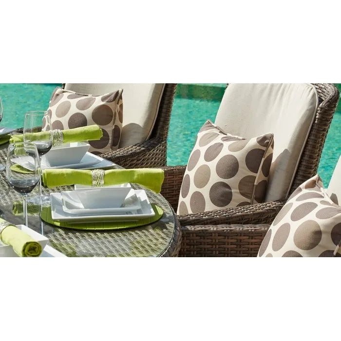 Ensemble de salle à manger d'extérieur 5 pièces Moda Wicker avec coussins