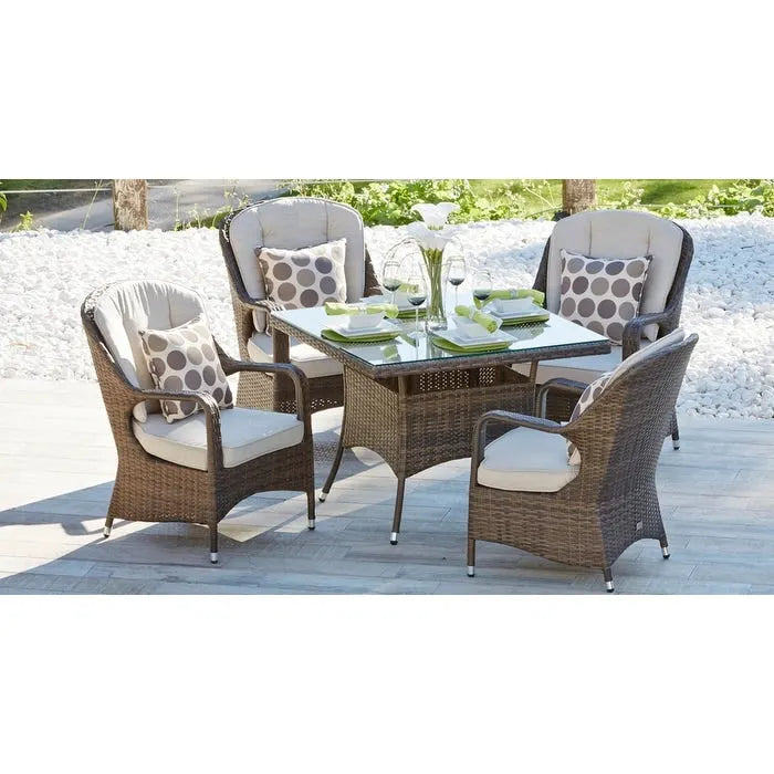 Ensemble de salle à manger d'extérieur 5 pièces Moda Wicker avec coussins