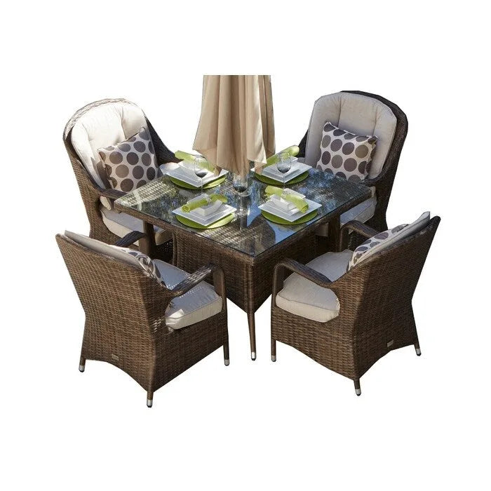 Ensemble de salle à manger d'extérieur 5 pièces Moda Wicker avec coussins