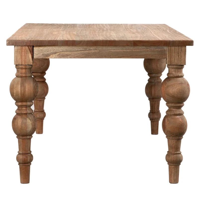 Table à manger rectangulaire Owen à 4 pieds en bois de mindi sculpté recyclé