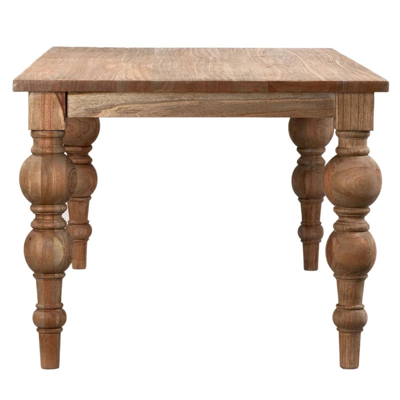 Table à manger rectangulaire Owen à 4 pieds en bois de mindi sculpté recyclé