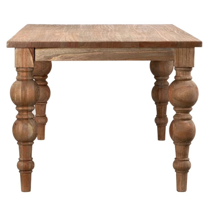 Table à manger rectangulaire Owen à 4 pieds en bois de mindi sculpté recyclé
