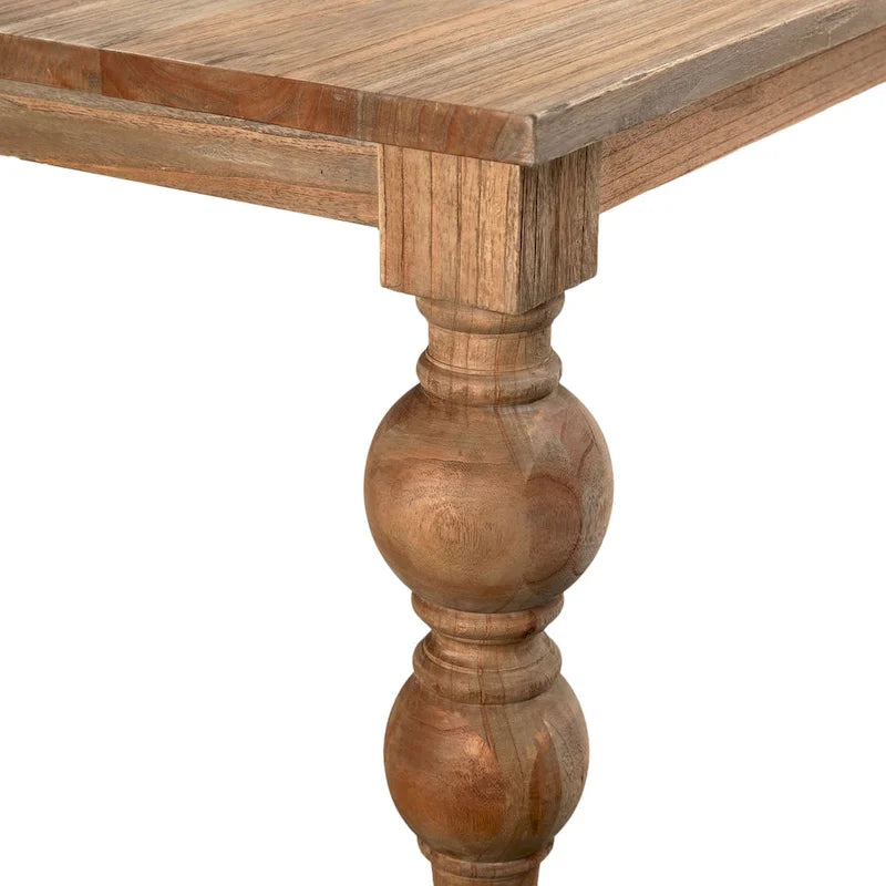 Table à manger rectangulaire Owen à 4 pieds en bois de mindi sculpté recyclé
