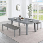Ensemble de salle à manger avec table de billard extérieure Newport 2,13 m en ardoise avec 2 bancs et accessoires, finition ciment