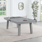 Ensemble de salle à manger avec table de billard extérieure Newport 2,13 m en ardoise avec 2 bancs et accessoires, finition ciment