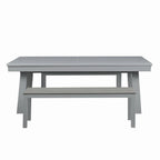 Ensemble de salle à manger avec table de billard extérieure Newport 2,13 m en ardoise avec 2 bancs et accessoires, finition ciment