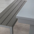 Ensemble de salle à manger avec table de billard extérieure Newport 2,13 m en ardoise avec 2 bancs et accessoires, finition ciment