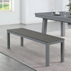 Ensemble de salle à manger avec table de billard extérieure Newport 2,13 m en ardoise avec 2 bancs et accessoires, finition ciment