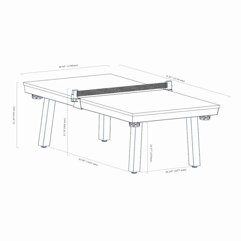 Ensemble de salle à manger avec table de billard extérieure Newport 2,13 m en ardoise avec 2 bancs et accessoires, finition ciment