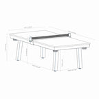 Ensemble de salle à manger avec table de billard extérieure Newport 2,13 m en ardoise avec 2 bancs et accessoires, finition ciment