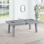Ensemble de salle à manger avec table de billard extérieure Newport 2,13 m en ardoise avec 2 bancs et accessoires, finition ciment