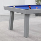 Ensemble de salle à manger avec table de billard extérieure Newport 2,13 m en ardoise avec 2 bancs et accessoires, finition ciment