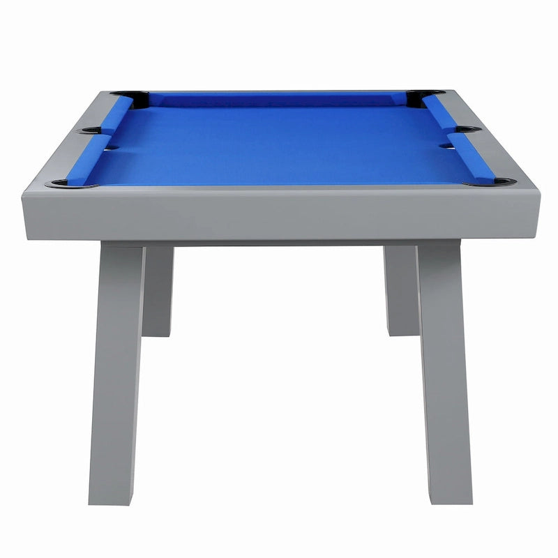 Ensemble de salle à manger avec table de billard extérieure Newport 2,13 m en ardoise avec 2 bancs et accessoires, finition ciment