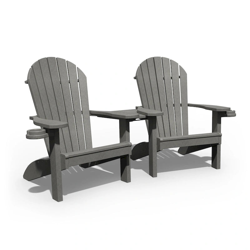 Ensemble de chaises Adirondack doubles en polyéthylène