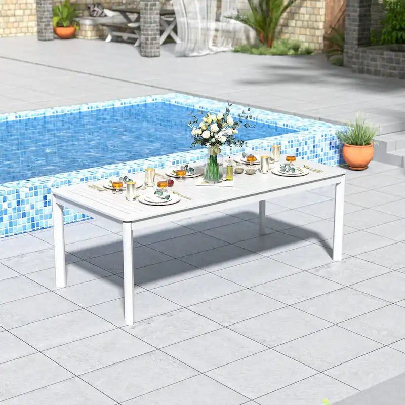Table à manger d'extérieur rectangulaire extensible en aluminium DESwan 108 po x 39 po