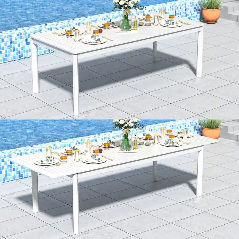 Table à manger d'extérieur rectangulaire extensible en aluminium DESwan 108 po x 39 po