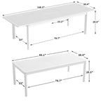 Table à manger d'extérieur rectangulaire extensible en aluminium DESwan 108 po x 39 po