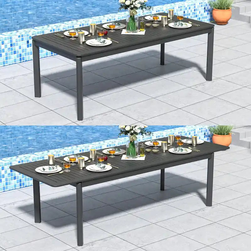 Table à manger d'extérieur rectangulaire extensible en aluminium DESwan 108 po x 39 po