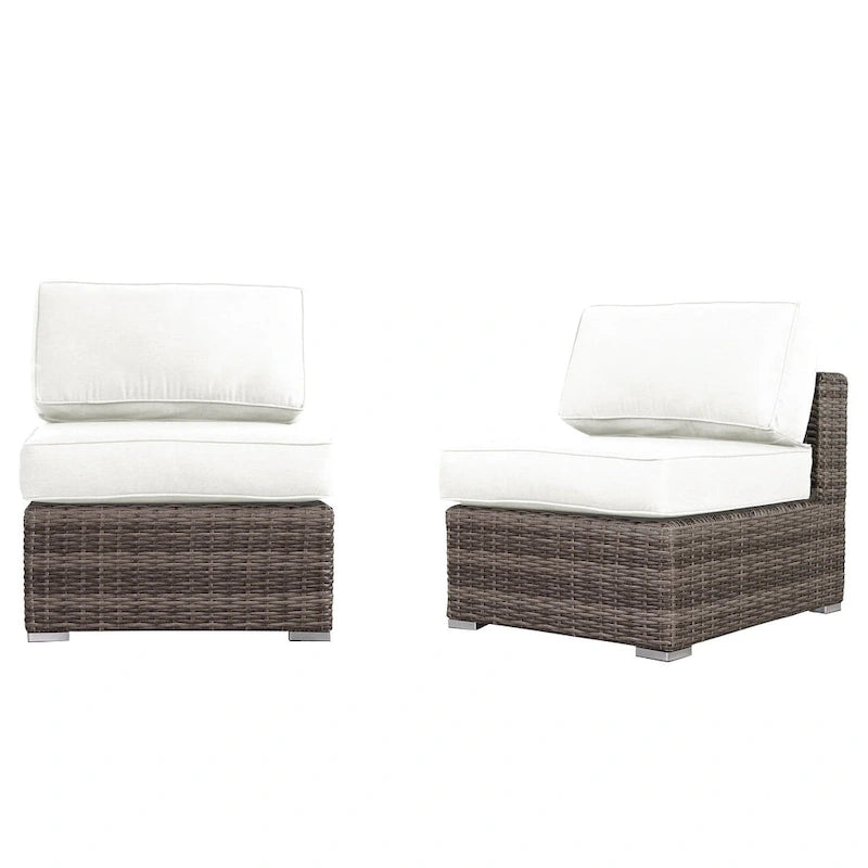 Ensemble de conversation 7 pièces en osier avec coussin LSI Verona