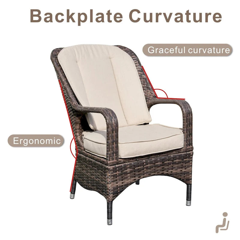 Ensemble table de brasero à gaz rectangulaire en osier pour extérieur avec 6 chaises de Moda Furnishings (housse de pluie incluse)
