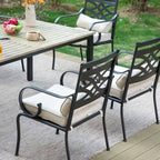 MAISON ARTS Ensemble de salle à manger de patio 7/5 pièces, 6 chaises de salle à manger de patio en métal et 1 table à manger en métal