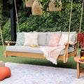 Cambridge Casual Robin Teak Patio Porch Swing Daybed FREE 4-piece Pillow