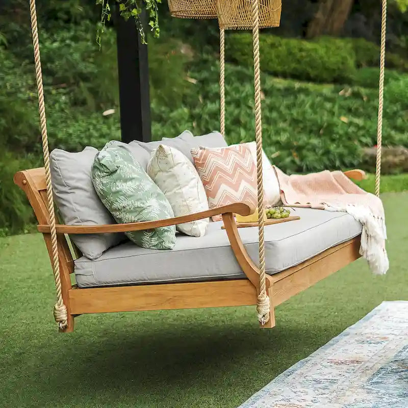 Cambridge Casual Robin Balancelle de Porche/Jardin en Teck, lit de Repos avec 4 Coussins GRATUITS