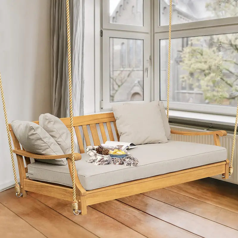 Cambridge Casual Robin Balancelle de Porche/Jardin en Teck, lit de Repos avec 4 Coussins GRATUITS