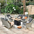 HOOOWOOO 5-piece Rattan Wicker High Back Patio Conversation Furniture Set