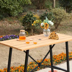 Ensemble de 5 tabourets de bar de patio avec table aspect bois et tabourets pivotants en textilène