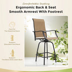 Ensemble de 5 tabourets de bar de patio avec table aspect bois et tabourets pivotants en textilène