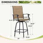 Ensemble de 5 tabourets de bar de patio avec table aspect bois et tabourets pivotants en textilène