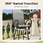 Ensemble de 5 tabourets de bar de patio avec table aspect bois et tabourets pivotants en textilène