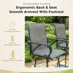 Ensemble de 5 tabourets de bar de patio avec table aspect bois et tabourets pivotants en textilène