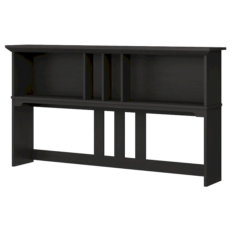Étagère de bureau vintage noire de 60 po avec rangement à casiers ouverts