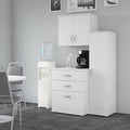 Ensemble de rangement modulaire 3 pièces blanc/gris platine/gris orage avec armoire murale, meuble bas et meuble à 3 tiroirs