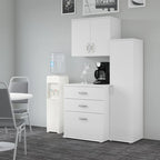 Ensemble de rangement modulaire 3 pièces blanc/gris platine/gris orage avec armoire murale, meuble bas et meuble à 3 tiroirs