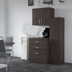 Ensemble de rangement modulaire 3 pièces blanc/gris platine/gris orage avec armoire murale, meuble bas et meuble à 3 tiroirs