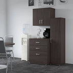 Ensemble de rangement modulaire 3 pièces blanc/gris platine/gris orage avec armoire murale, meuble bas et meuble à 3 tiroirs