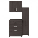 Ensemble de rangement modulaire 3 pièces blanc/gris platine/gris orage avec armoire murale, meuble bas et meuble à 3 tiroirs