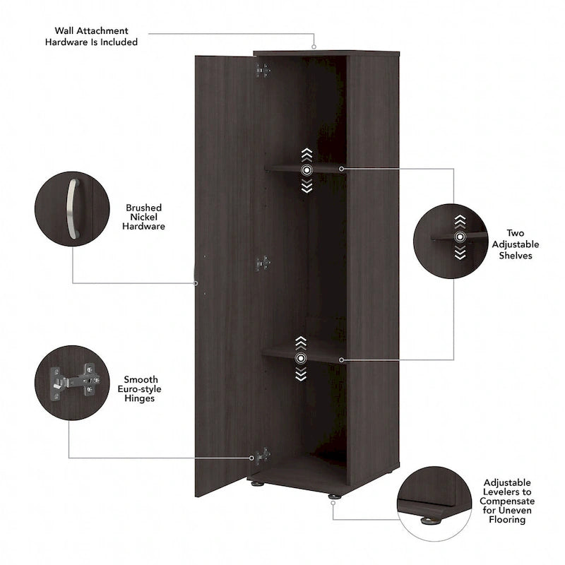 Ensemble de rangement modulaire 3 pièces blanc/gris platine/gris orage avec armoire murale, meuble bas et meuble à 3 tiroirs