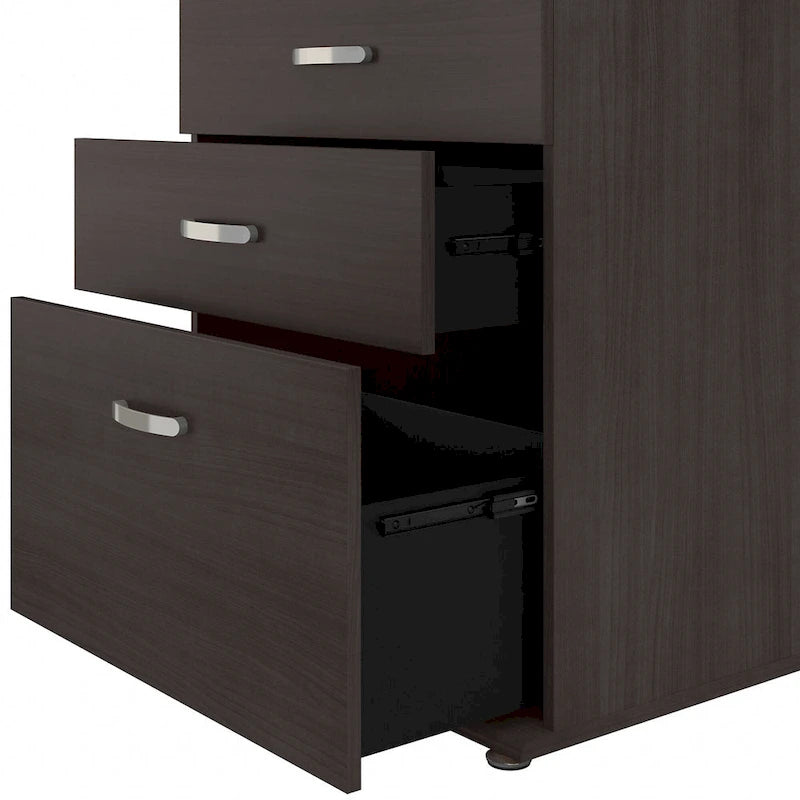 Ensemble de rangement modulaire 3 pièces blanc/gris platine/gris orage avec armoire murale, meuble bas et meuble à 3 tiroirs