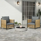 Nouveau Salon de Jardin 6 Pièces en Résine Tressée PE Marron avec Coussins Gris