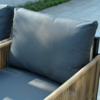 Nouveau Salon de Jardin 6 Pièces en Résine Tressée PE Marron avec Coussins Gris
