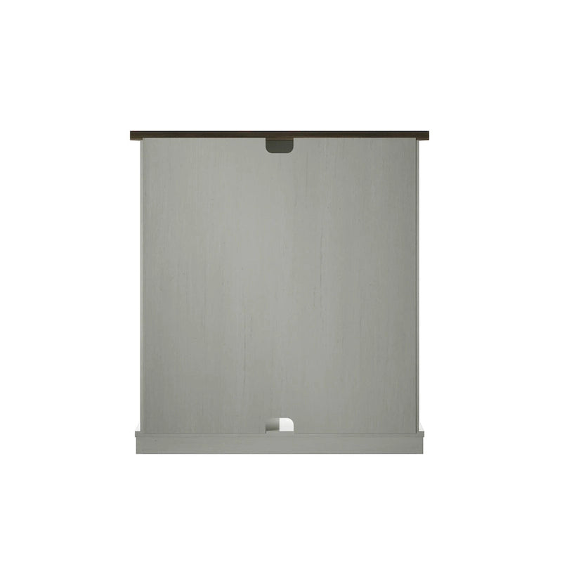 Meuble d'appoint avec porte coulissante de style grange (bleu/blanc/gris) et 2 étagères