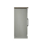 Meuble d'appoint avec porte coulissante de style grange (bleu/blanc/gris) et 2 étagères