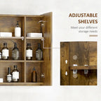 Armoire à pharmacie murale en MDF imitation bois foncé avec miroir LED, contrôle tactile dimmable et étagères réglables