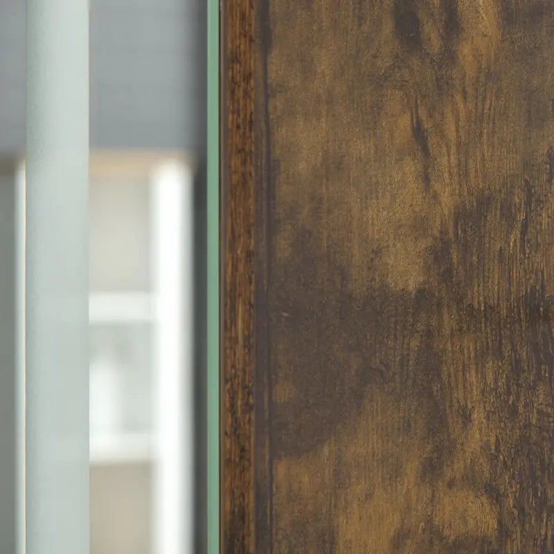 Armoire à pharmacie murale en MDF imitation bois foncé avec miroir LED, contrôle tactile dimmable et étagères réglables